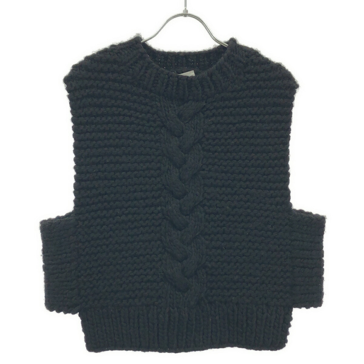 HYKE 山歩き 22AW CABLE-KNIT CROPPED VEST ケーブルニットベスト 222-11284 黒いこと F 【中古】 ITNUOS8XK0WG ベスト・ジレ-レディースファッション-トップス
