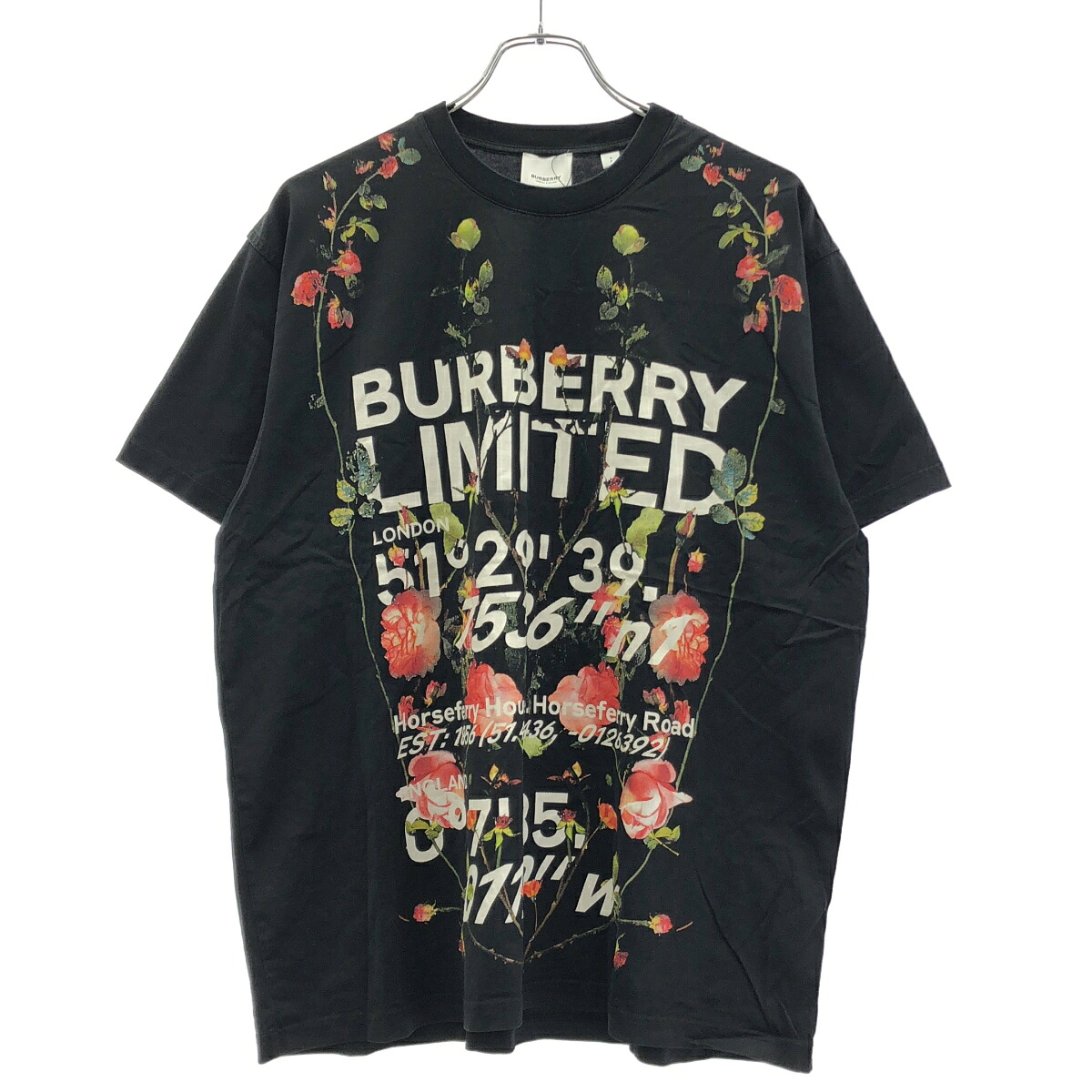 BURBERRY バーバリー Limited Flower Logo T-shirt  リミテッドフラワープリントプルオーバー  黒いこと S 【中古】 IT9PVKINPBBC