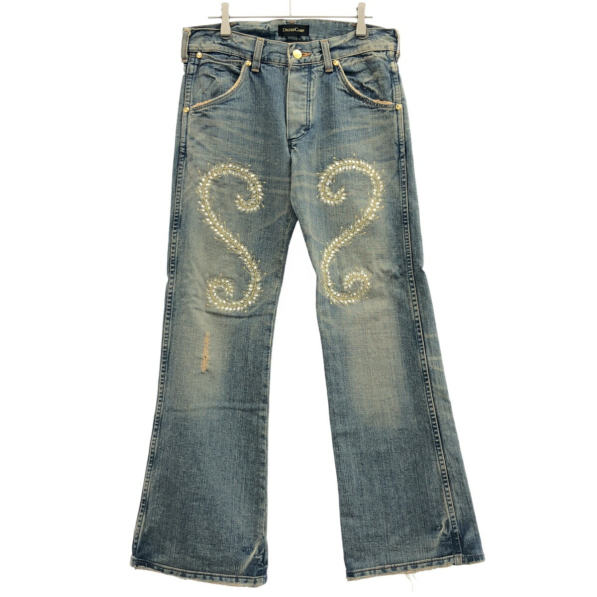 DRESSCAMP×Wrangler ドレスキャンプ ラングラー エンブロイダリーラインストーン フレアデニムパンツ S1050 インディゴ S 【中古】 ITPV6ZY1KUU6