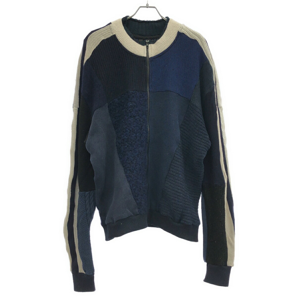 LOUTRE ルートル パッチワークデザインニットセーター  米国海軍×マルチ色合い F 【中古】 IT3AULEIZSHY メンズファッション-トップス-ニット・セーター