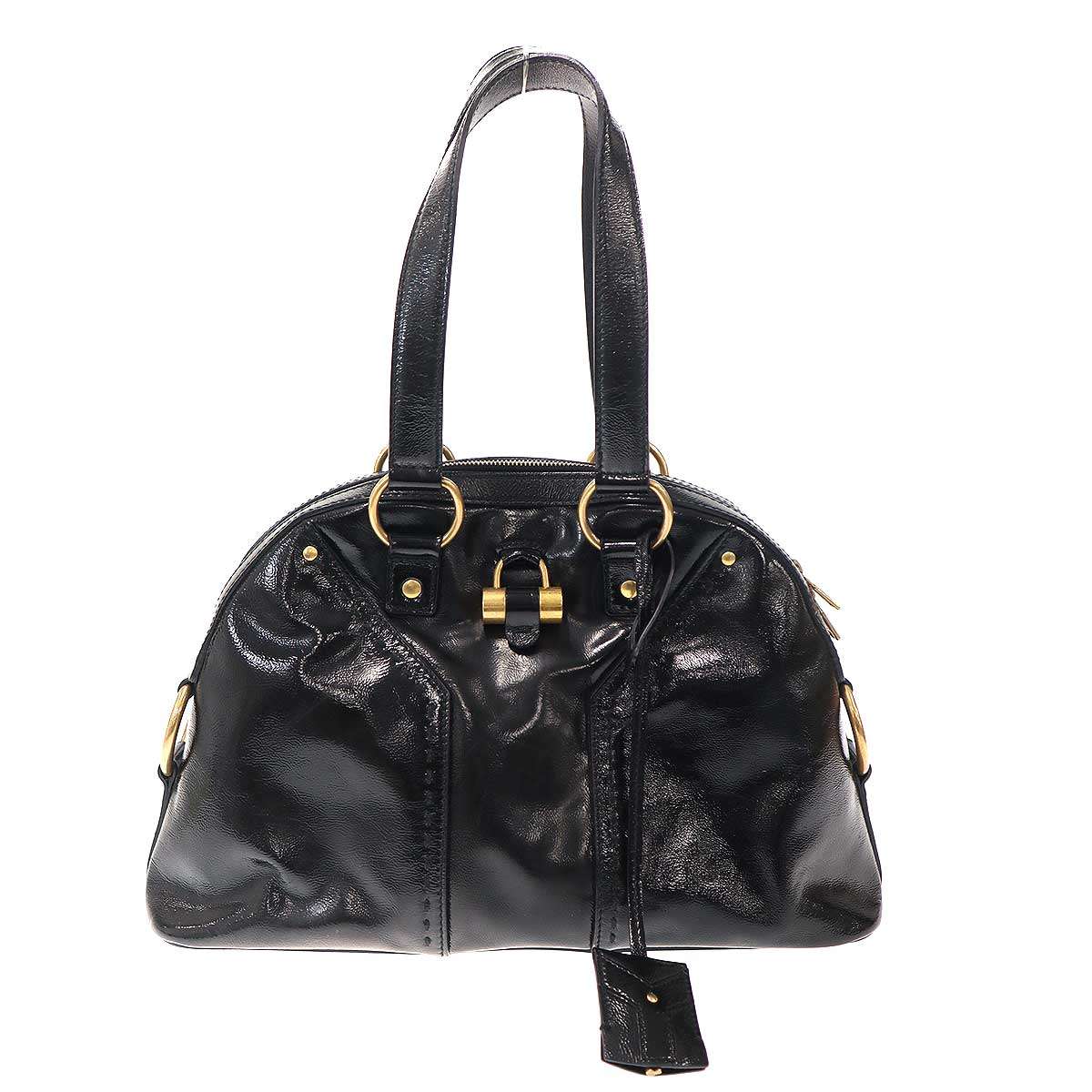 YVES SAINT LAURENT rive gauche イヴサンローラン リヴゴーシュ Muse Bag ムーサ パテントレザーハンドバッグ 156465 黒いこと  【中古】 ITVTYC3O5ETM