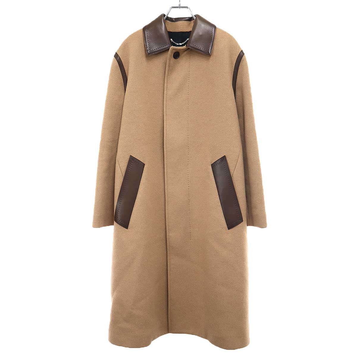 Berluti ベルルッティ 20AW キャメルウールパティーヌレザーカリグラフィライナーロングコート R18OCL68WBAL キャメルブラウン 44 【中古】 ITUM9AE0PTG0