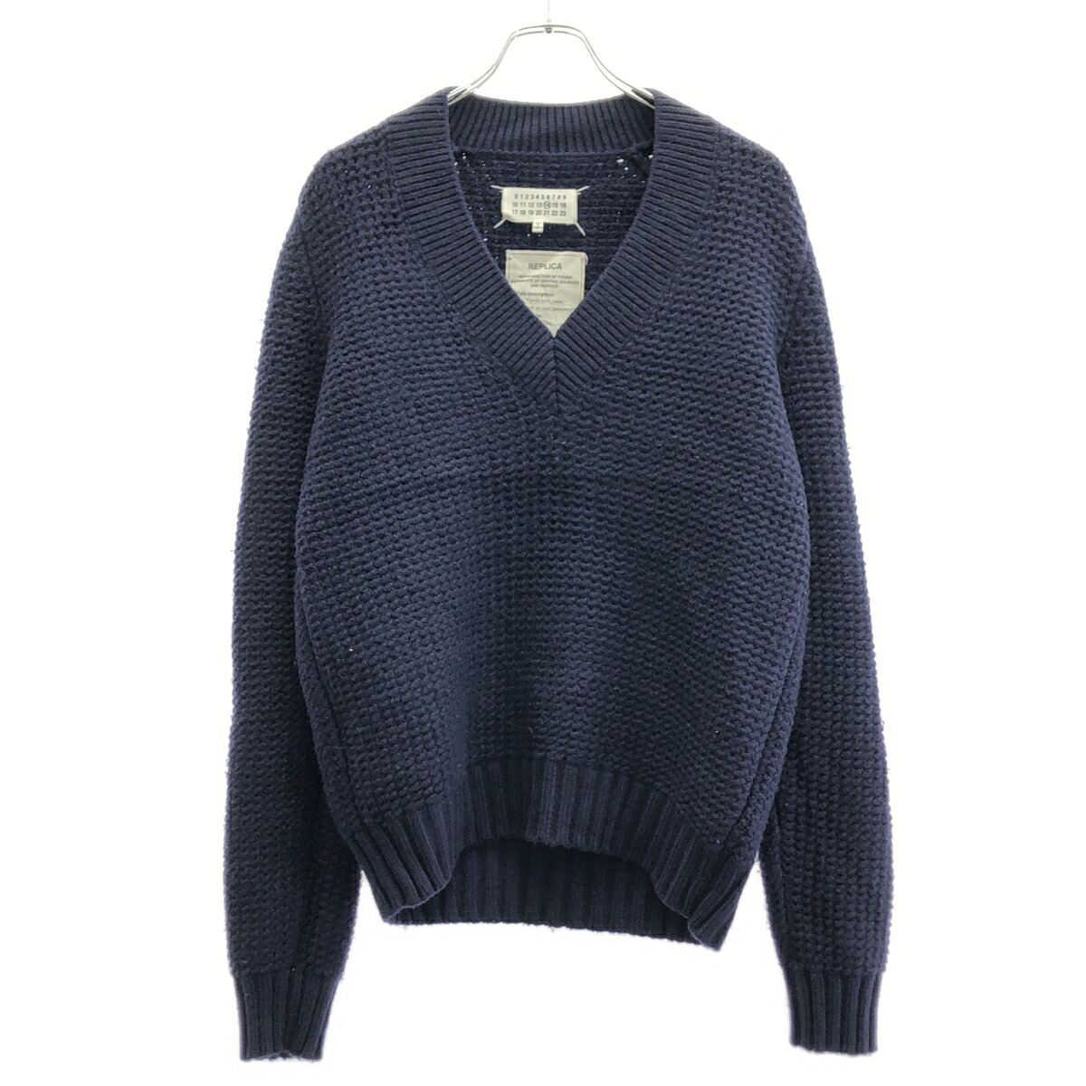 Maison Margiela 14 住み家 マルジェラ 16AW REPLICA V neck lnit found Vネックニットセーター S30GP0182 米国海軍 S 【中古】 ITHNS67S86M8