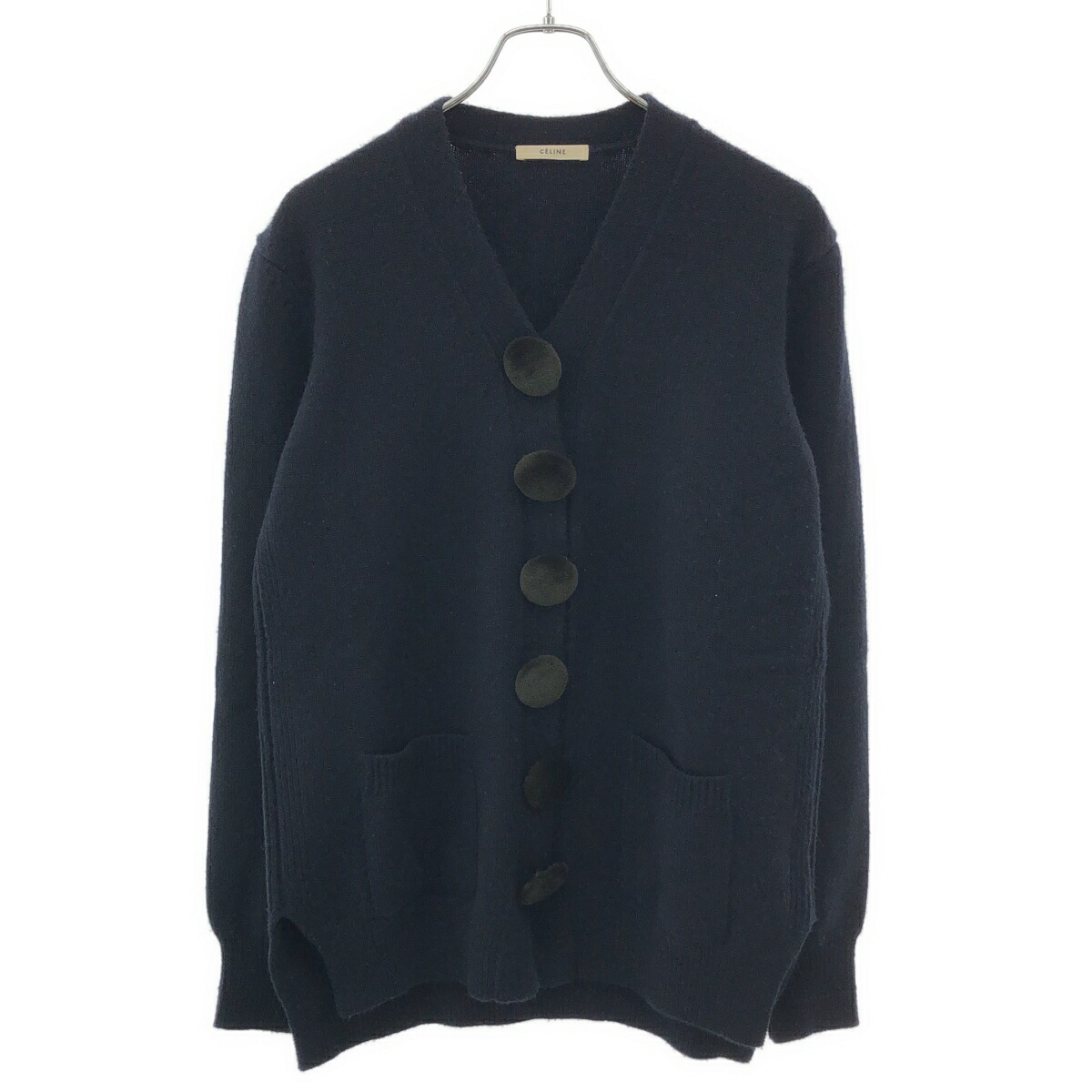 CELINE by Phoebe Philo セリーヌ フィービーファイロ ファーボタンカシミヤニットカーディガン 2 5L21/5678 米国海軍 S 【中古】 ITO7H974HMDG