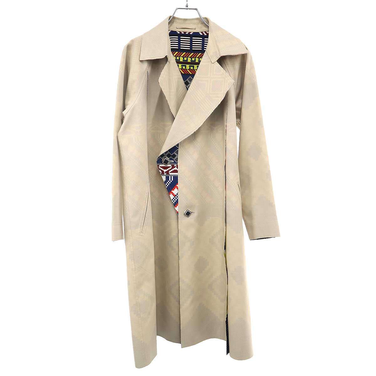 ISSEY MIYAKE イッセイミヤケ 17SS マルチ色つや 厚地の外套 IM71FA007 ベージュ 1 【中古】 ITX889FJK8L6