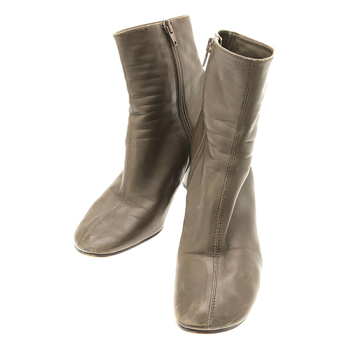 CELINE by Phoebe Philo セリーヌ フィービーファイロ チャンキーヒール サイドジップレザーブーツ  カーキ 37 【中古】 ITTG96UUJ4IK