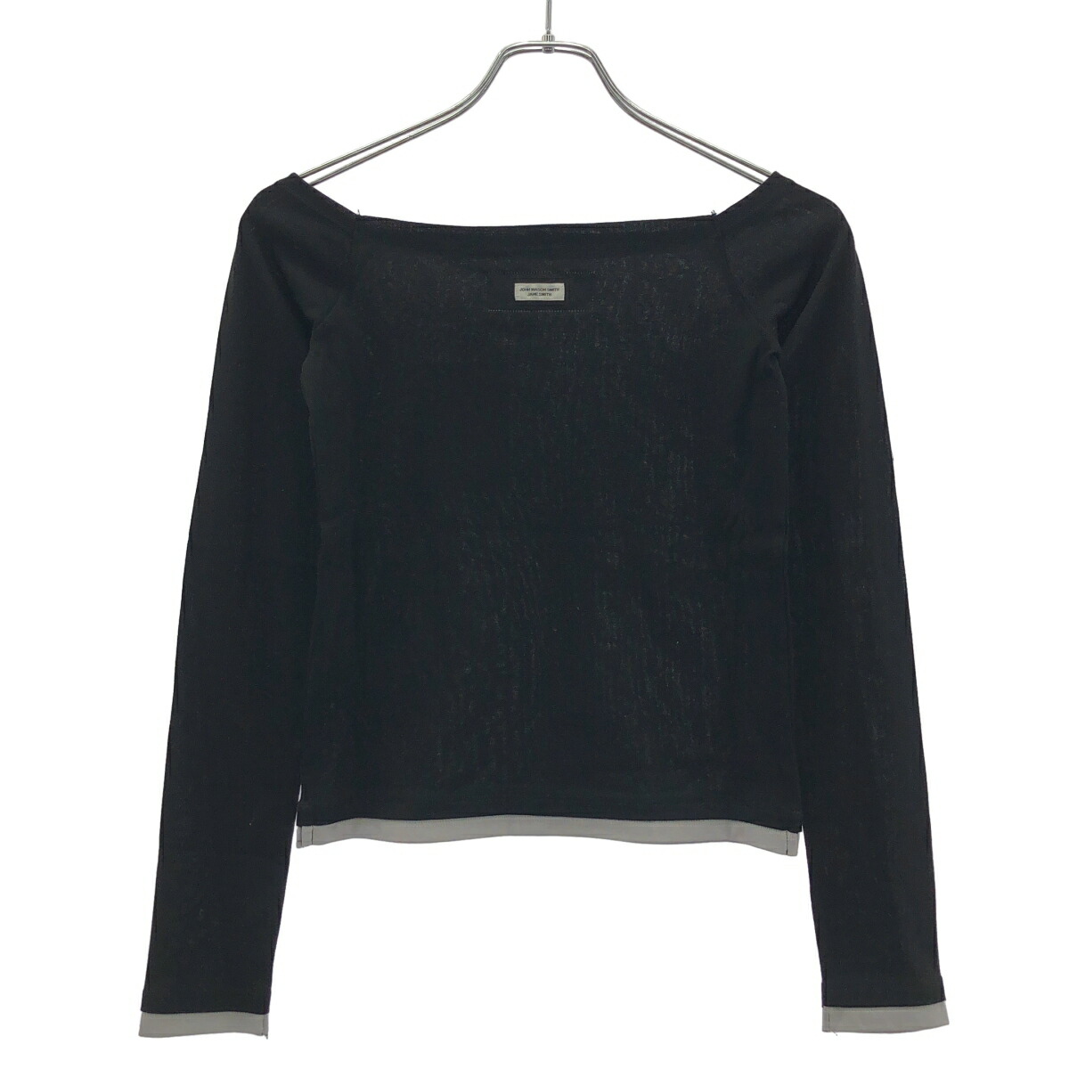 JOHN MASON SMITH ジョン メイソン スミス 26SS COTTON OFF SHOULDER LAYERED PULLOVER オフショルダーカットソー 26SCT-330L 黒いこと 38 【中古】 IT483LHM8CLW