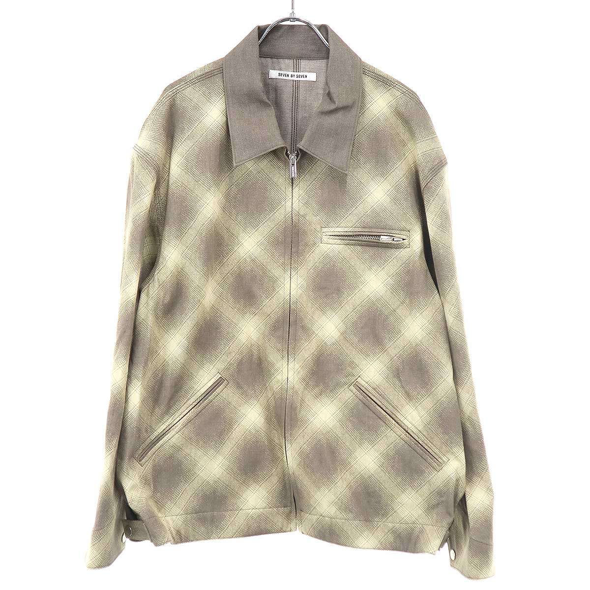 SEVEN BY SEVEN セブンバイセブン 26SS OMBRE CHECK DETROIT JACKET オンブレチェック 自動車の街上衣 800-6125024 ベージュ系 M 【中古】 ITUGPWSHW4QS