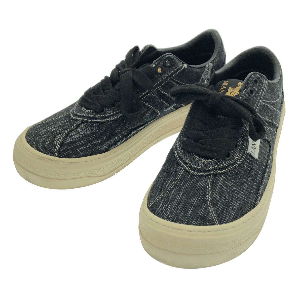 LANVIN ランバン Cash デニムローカットスニーカー  黒いこと系 41 【中古】 IT466W6BI2U1