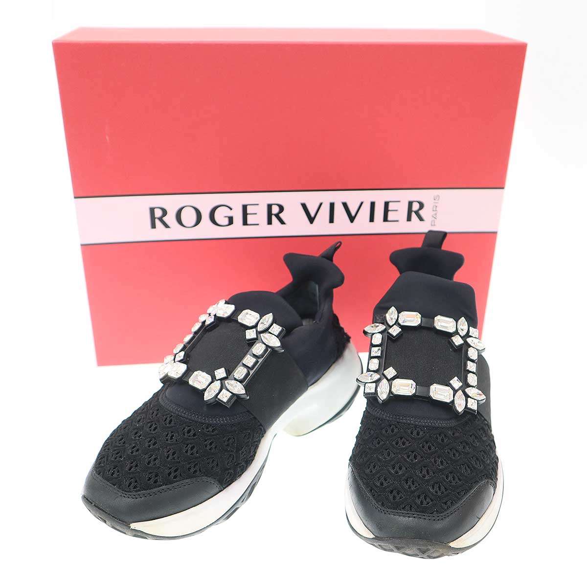 Roger Vivier ロジェ ヴィヴィエ ヴィヴ 幽客 織り地 スニーカー  黒いこと 34 【中古】 ITJS6C0IO4IY