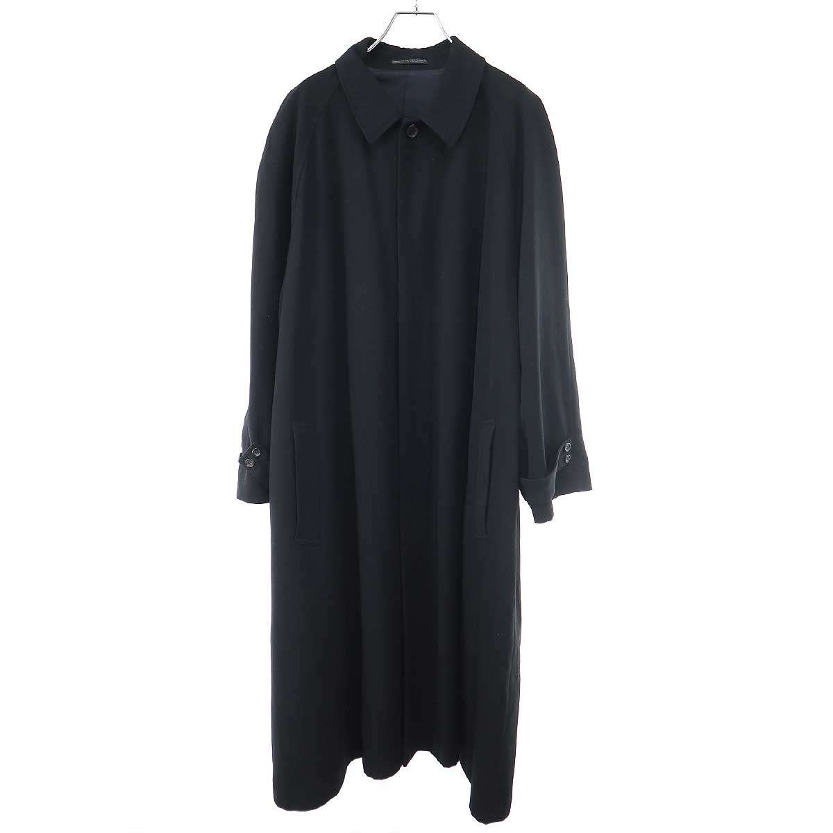 Yohji Yamamoto POUR HOMME ヨウジヤマモト プールオム 丸タグ ウールギャバジンラグランステンカラーコート ブラック S 【中古】 ITABUI9RD1PL｜MODESCAPE 店