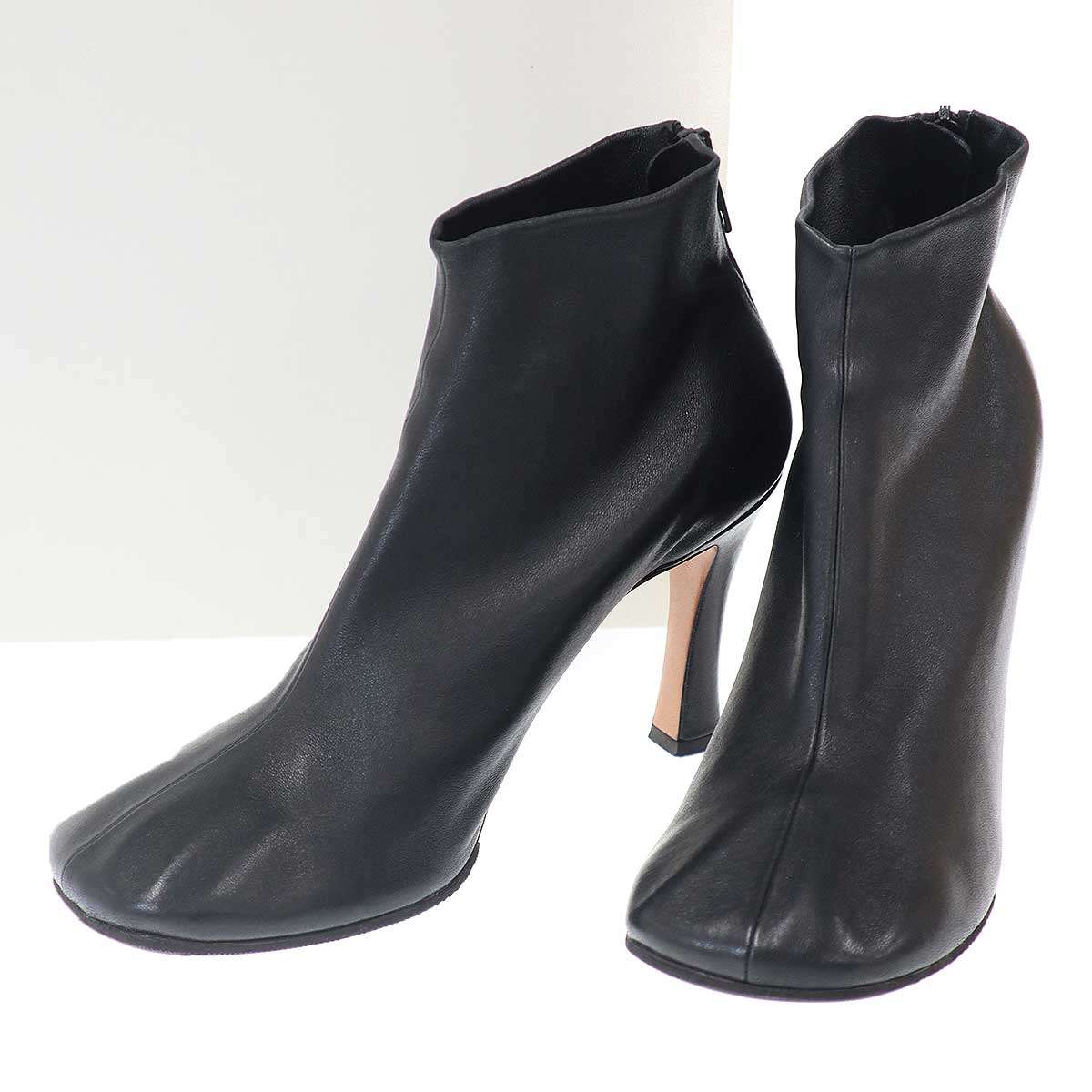 CELINE by Phoebe Philo セリーヌ フィービーファイロ Glove Bootie ナッパレザーグローブヒールブーツ  黒いこと 38 【中古】 IT3ZIF1WL3IO