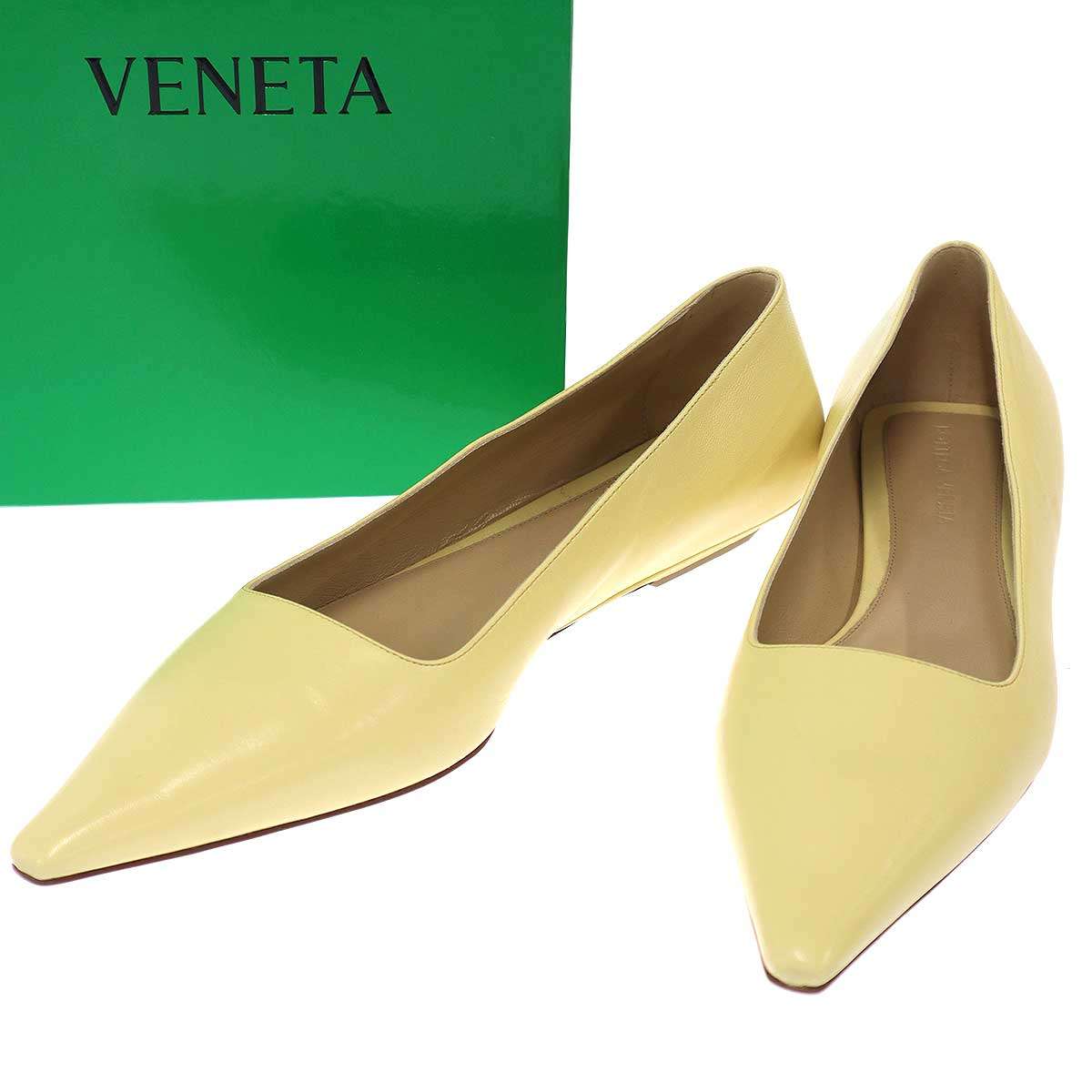 BOTTEGA VENETA ボッテガヴェネタ 木目細かパンプス  黄色 38 1/2 【中古】 ITV421R8HUV5