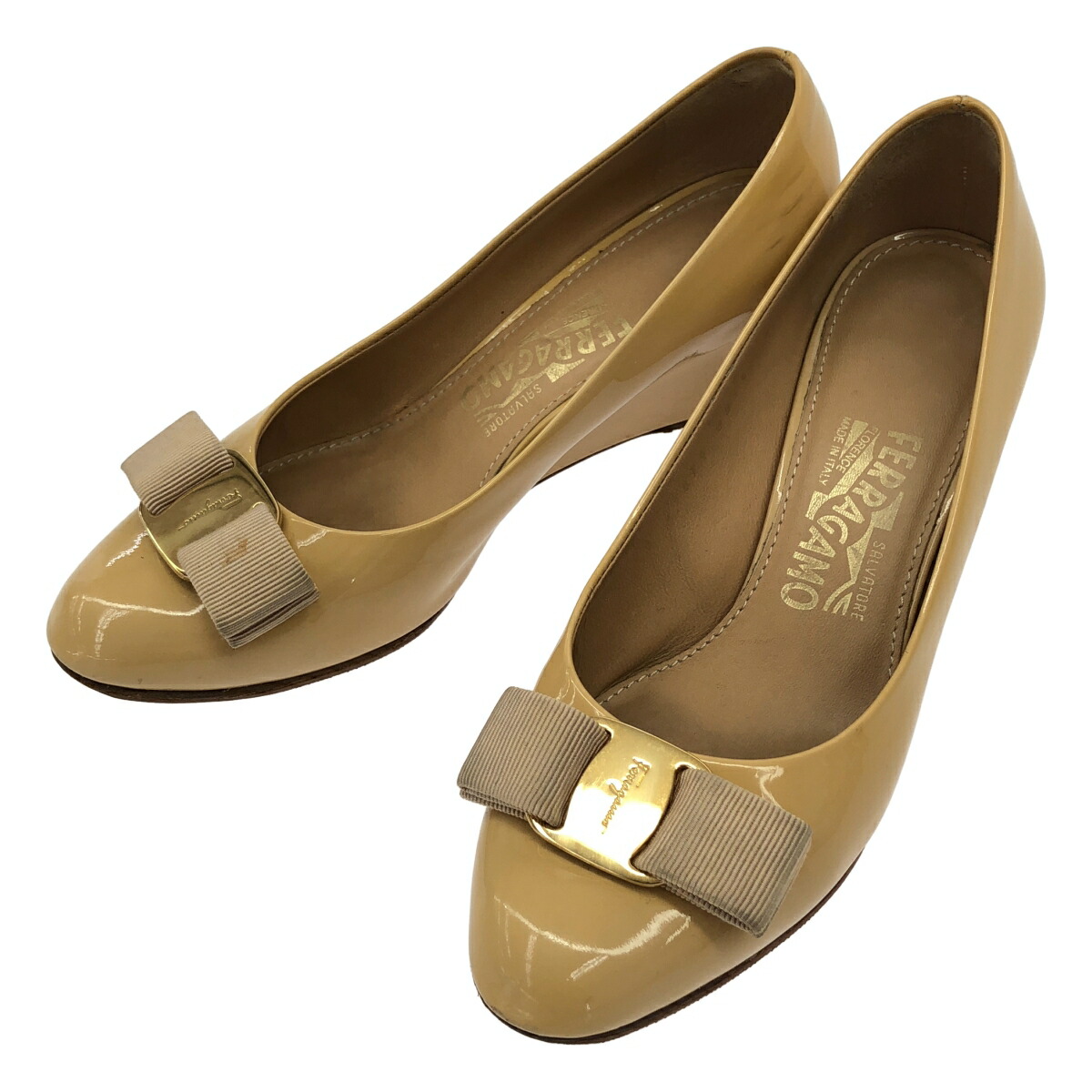 Salvatore Ferragamo サルバトーレ フェラガモ MIRABEL ウェッジソール 専売特許パンプス  ベージュ 4 【中古】 ITQQTJG04CIA