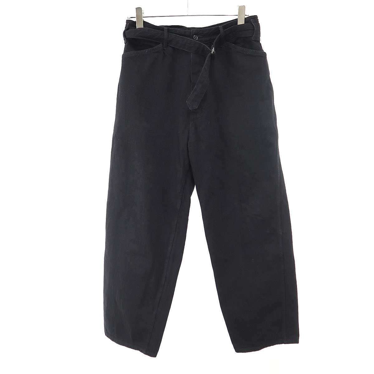 25ss COMOLI ベルテッドデニムB01-03001 黒1