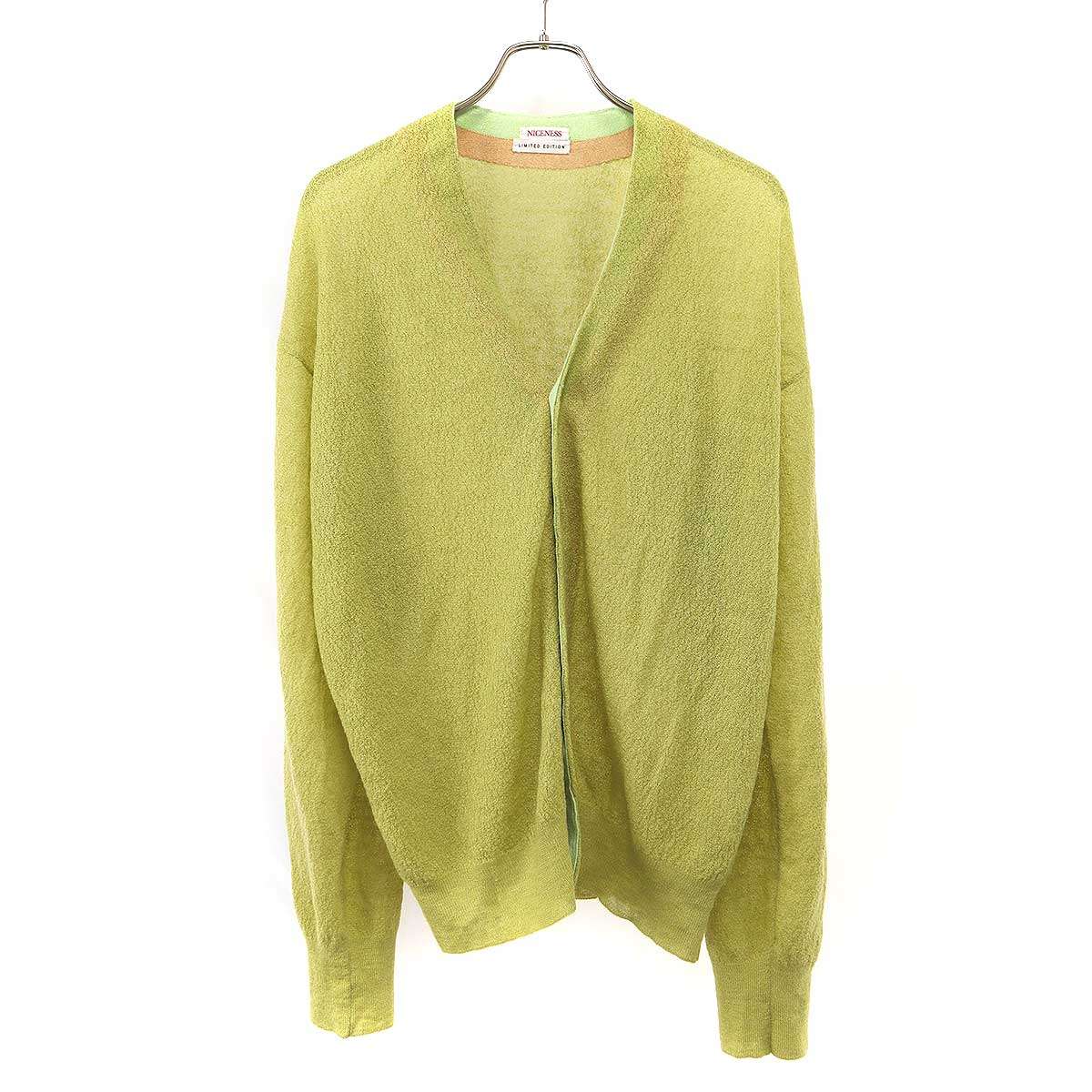 NICENESS 好いたらしいネス 24SS MASCIS モヘヤリネンサマーニットカーディガン NN-2102K13 菩提樹緑であること L 【中古】 ITLJEK3JJKQ8
