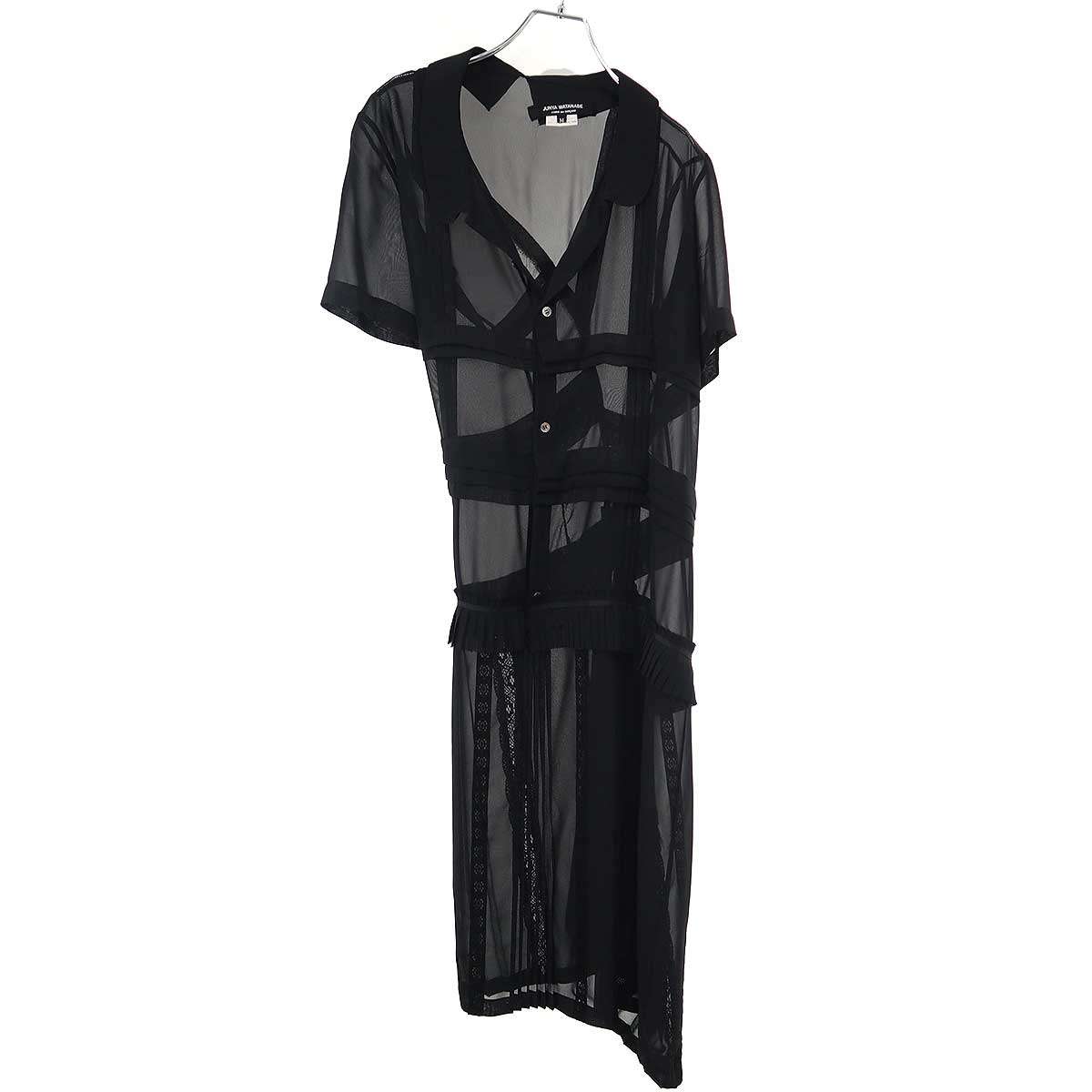 JUNYA WATANABE COMME des GARCONS ジュンヤワタナベコムデギャルソン レースプリーツシアーワンピース  黒いこと M 【中古】 ITAQRLEZUZBC ワンピース-レディースファッション
