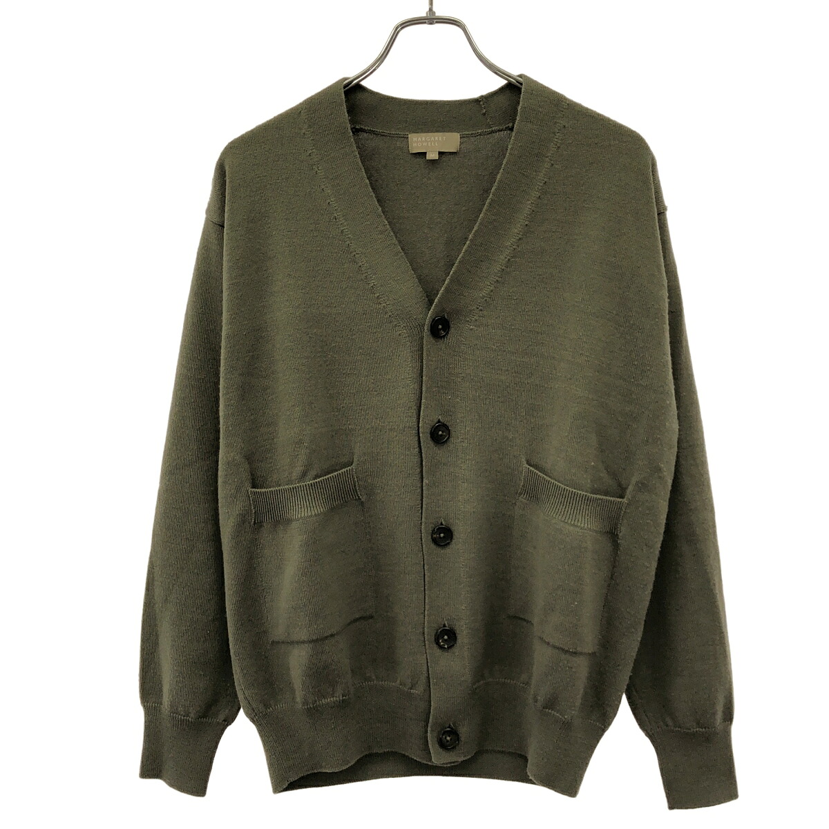 MARGARET HOWELL マーガレット ハウエル 21AW オーガニックウールニットカーディガン 579-1260008 カーキ M 【中古】 IT84O62YGE84