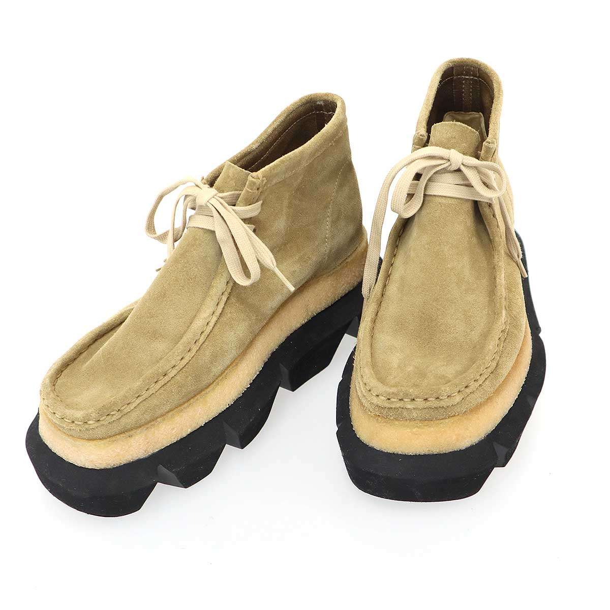 sacai×Clarks サカイ クラークス 23SS Hybrid Wallabee Boot ワラビーブーツ  ベージュ 22.5 【中古】 ITD9B98VYLZL