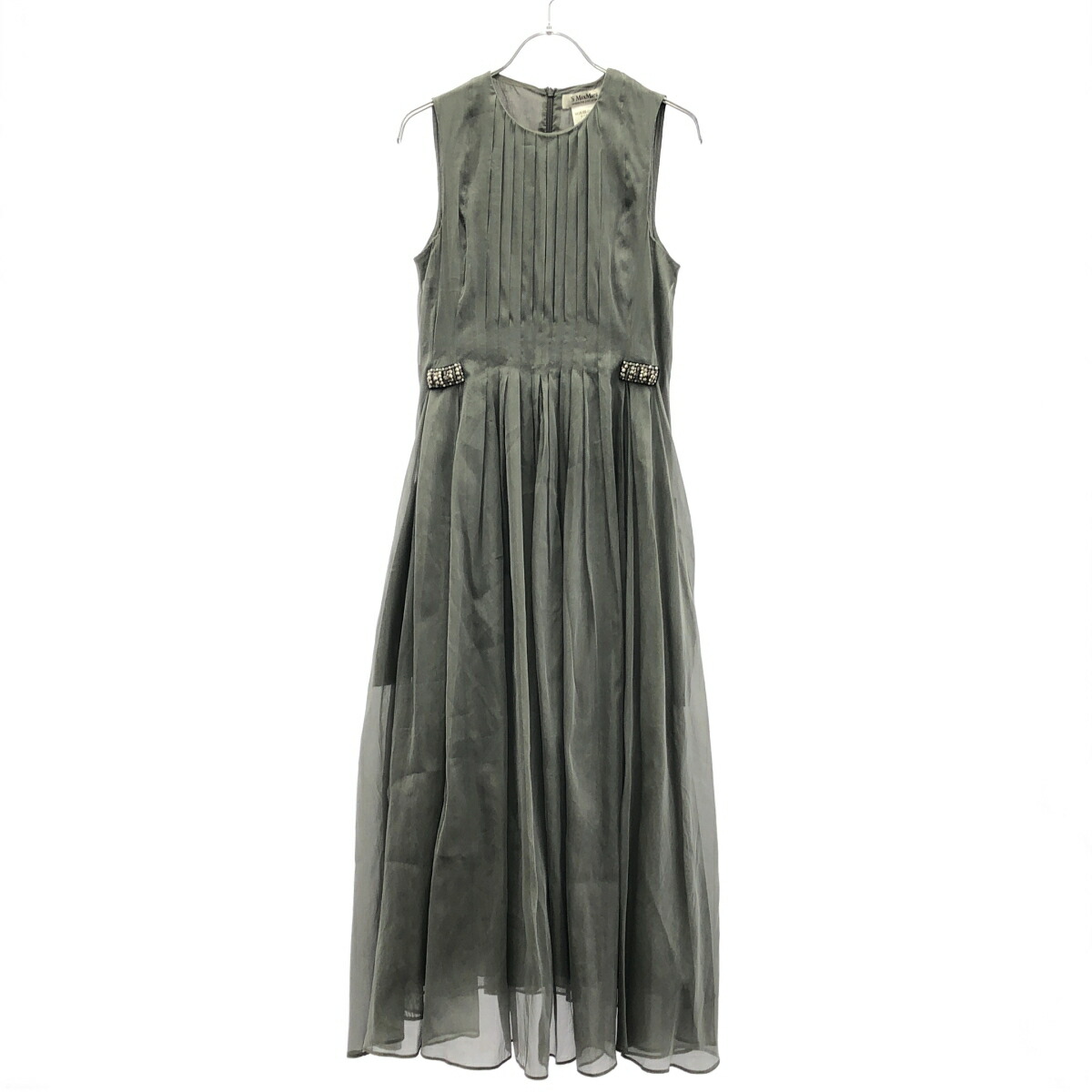 S Max Mara エス マックスマーラ 25SS WALLY シルクブレンドオーガンジードレス 25292261326 グレー 34 【中古】 ITR93JB9YKL4|MODESCAPE 店