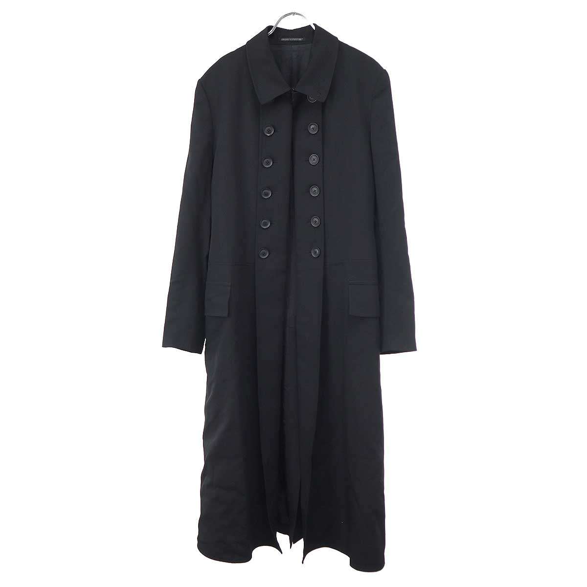 Yohji Yamamoto POUR HOMME ヨウジヤマモト プールオム 25AW ウールギャバジン ナポレオンロングジャケット コート HM-J08-100 ブラック 2 【中古】 ITSI2J96LY9O|MODESCAPE 店
