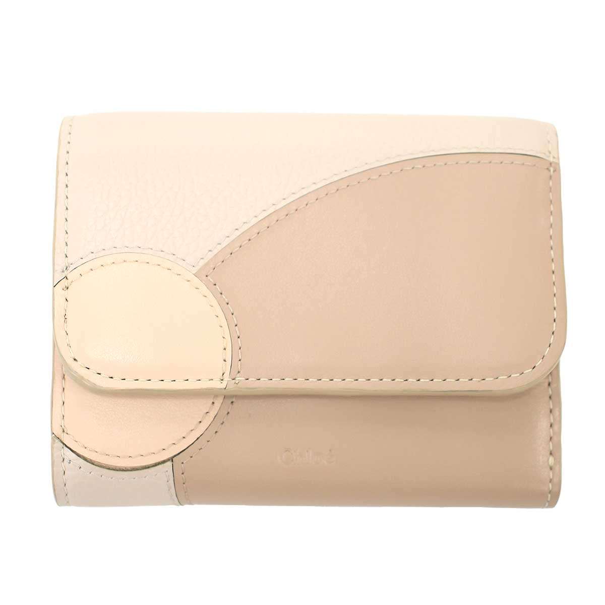 Chloe クロエ Moona Wallet ムーナ コンパクトウォレット 札入れ  ベージュ  【中古】 ITKSIOP3R5P8 バッグ・小物・ブランド雑貨-財布・ケース