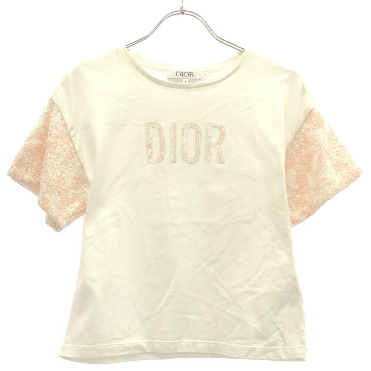 Christian Dior ディオール キッズ スパンコールロゴデザインティーシャツ 3WBM13TEEB 白いこと サクラ色 8 【中古】 ITHH0WLMMKAO