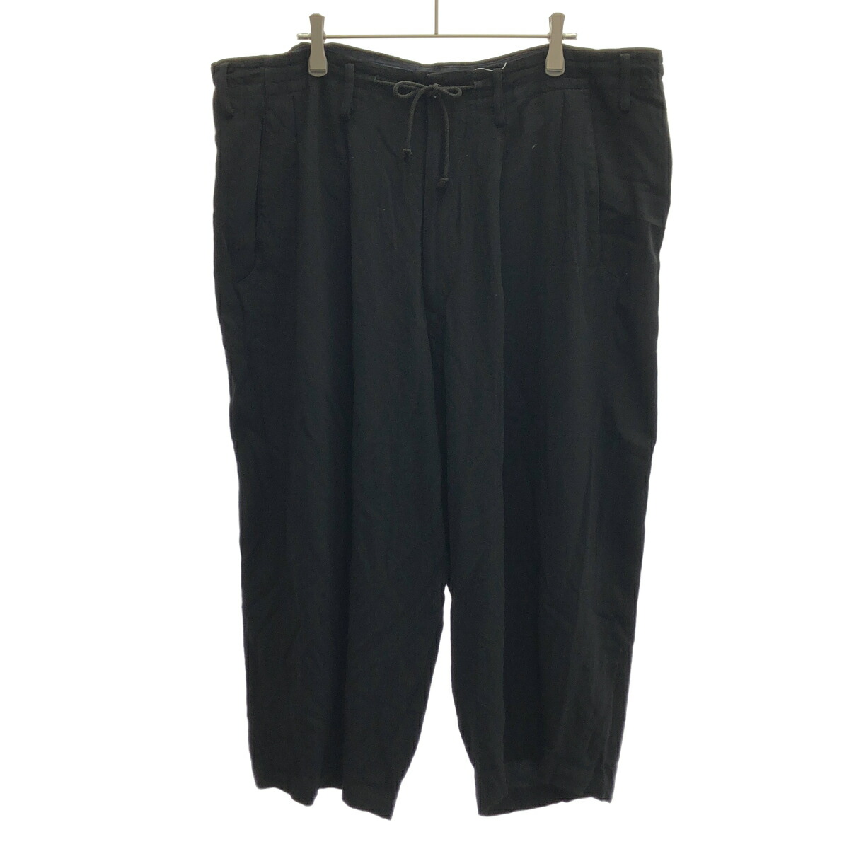 Yohji Yamamoto POUR HOMME ヨウジヤマモト プールオム 17SS レーヨンギャバジンワイド紐ズボン下 固定ディスク-P25-214 黒いこと 3 【中古】 ITWYEUFH7UNO