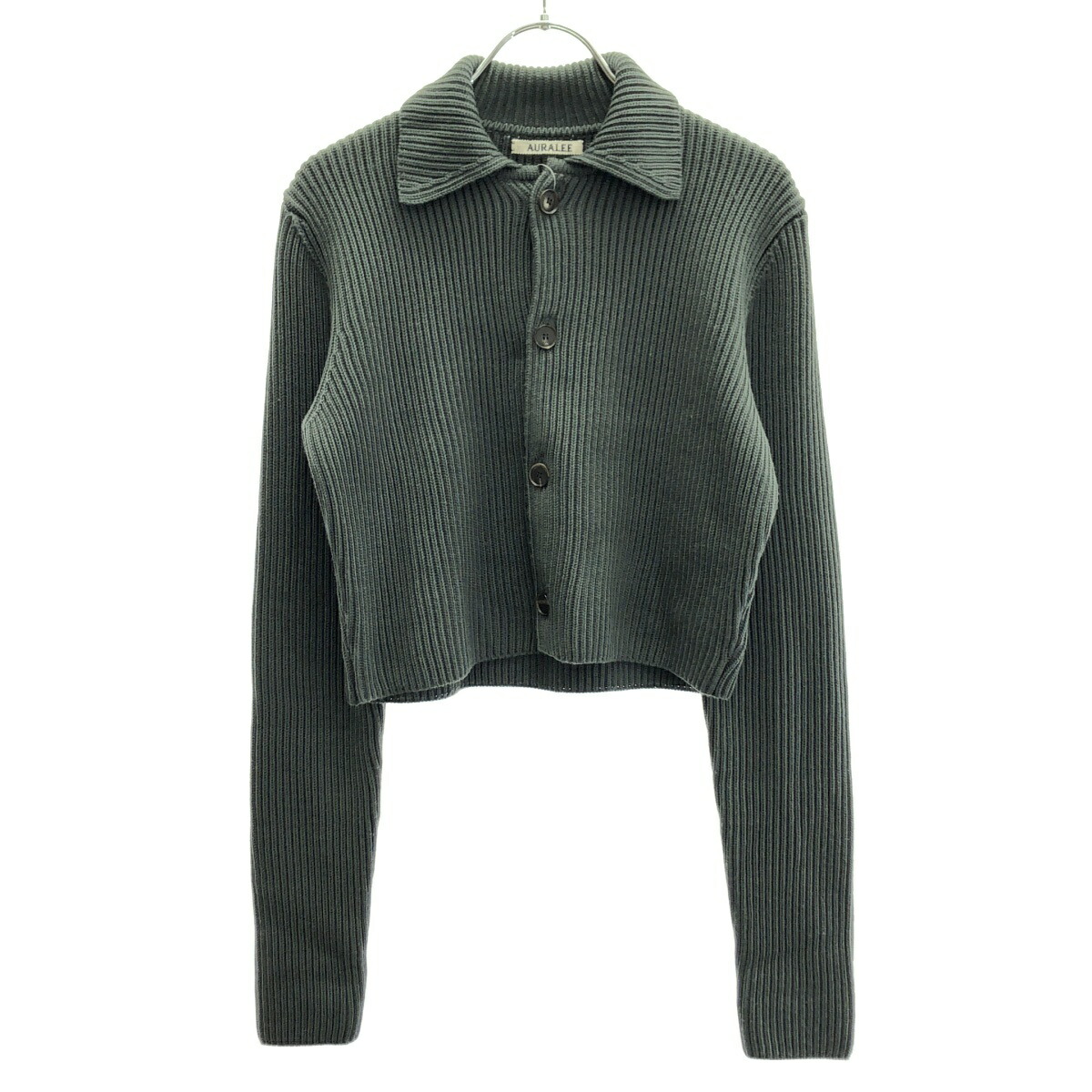 AURALEE オーラリー 25AW SUPER FINE WOOL SOFT RIB KNIT CROPPED SHIRT CARDIGAN ジレー A25AC01JP 薄墨色系 1 【中古】 ITQW286SKCBP