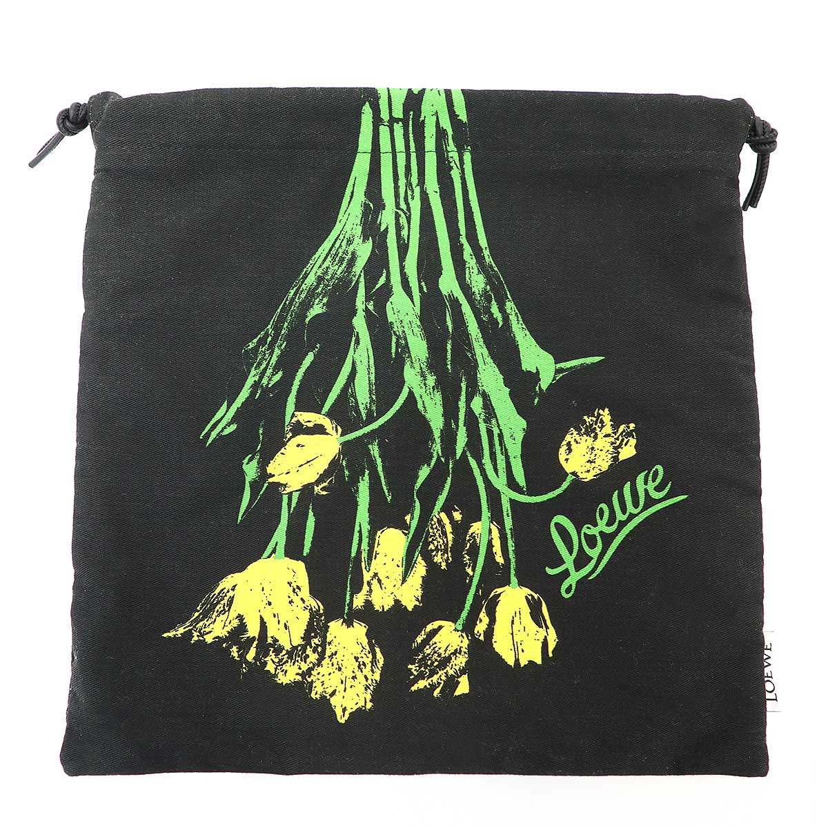 LOEWE Paula Ibiza ロエベ パウラズ・イビザ 25SS フラワープリントドローストリングポーチ  ブラック  【中古】 ITVZ2AX3VNFQ