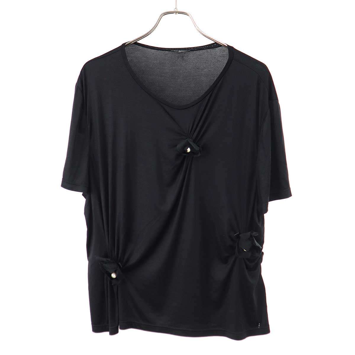 CHANEL シャネル シルクストレッチカメリアパールトップス プルオーバー P58295V41191 黒いこと 46 【中古】 IT0IXMWXRQTS