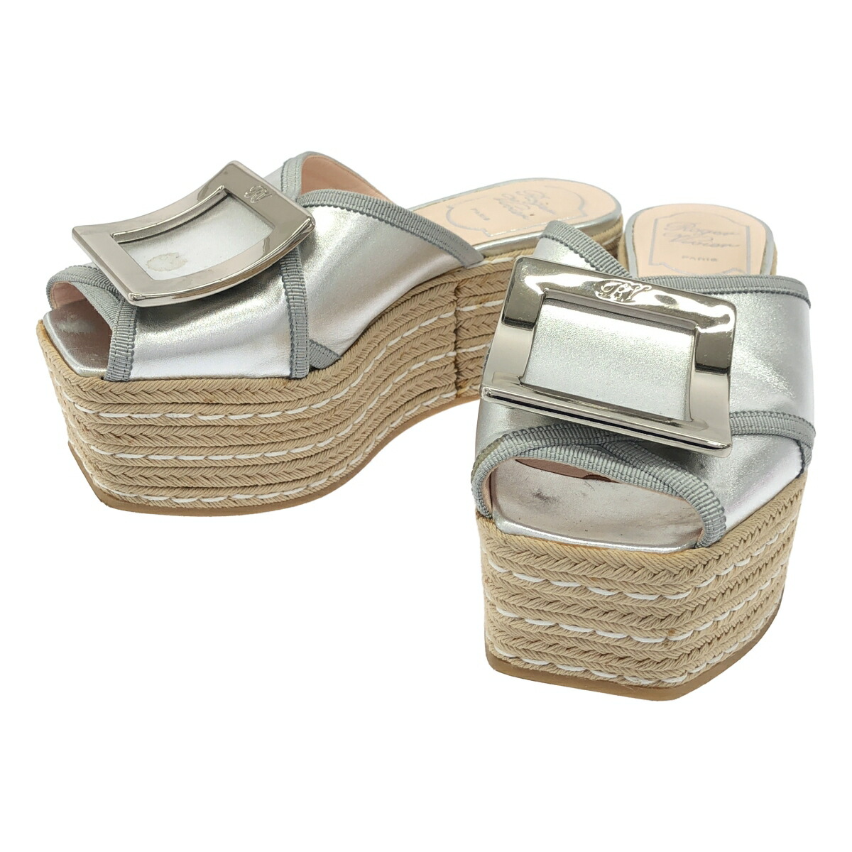 Roger Vivier ロジェ ヴィヴィエ Bikiviv エスパドリーユプラットフォームサンダル シルバー 35 1/2 【中古】 ITVC751GWUOY｜MODESCAPE 店