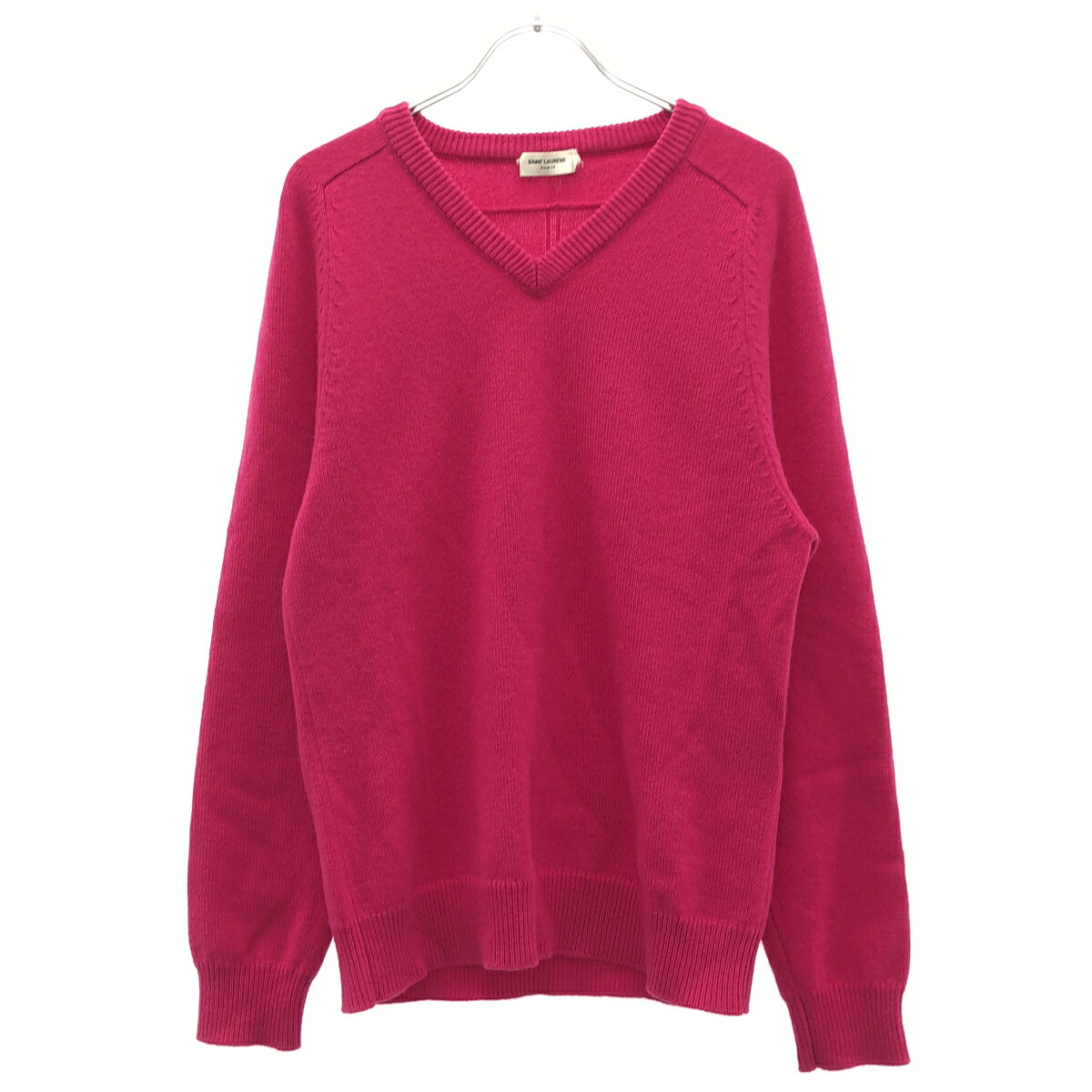 SAINT LAURENT PARIS サンローラン 光の都市 Vネックカシミヤニットセーター 338932 Y1FJ1 さくら色 XS 【中古】 ITCG595I9TYK