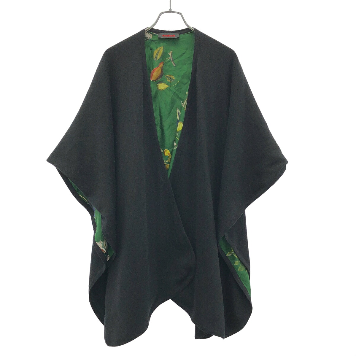 CABaN キャバン コットンカシミヤケープ 39-02-04-02013 ブラック×グリーン F 【中古】 ITPD4E5Y0BZM|MODESCAPE 店
