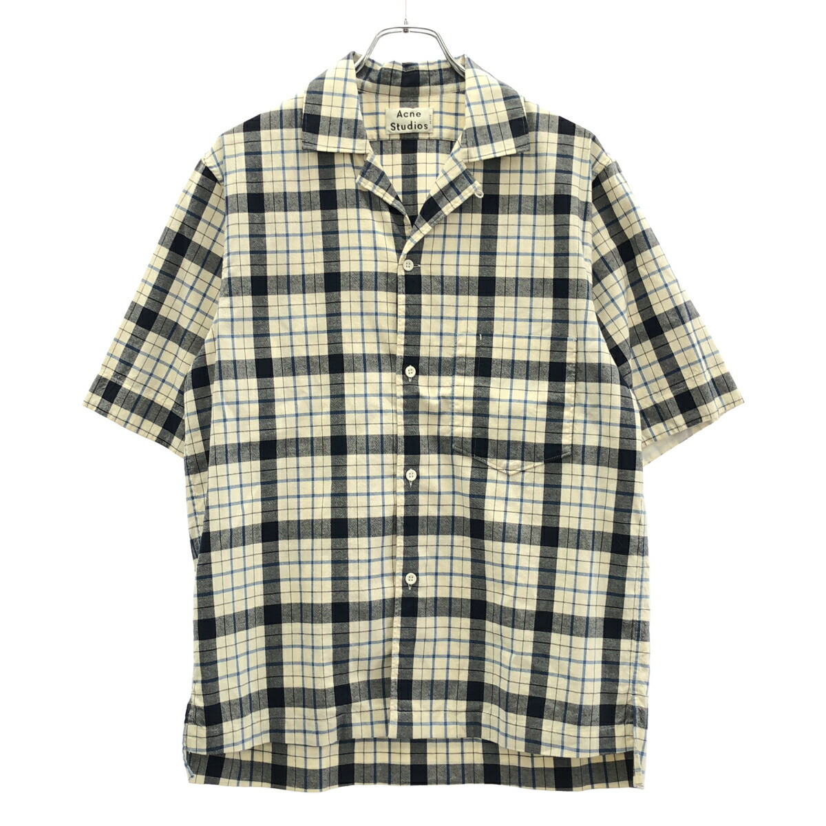 Acne Studios アクネストゥディオズ ELM BIG CHECK PSS17 オープンカラーチェックシャツ  象牙色系 44 【中古】 IT5PSRARIXU8