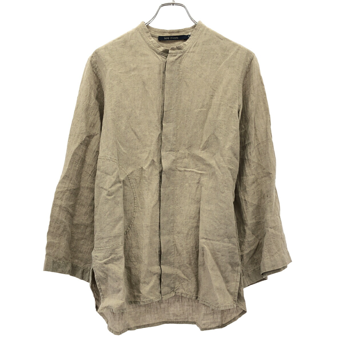 SOFIE DHOORE ソフィードール ノーカラーリネンブラウスシャツ  ベージュ 34 【中古】 ITK83X2RCW5F