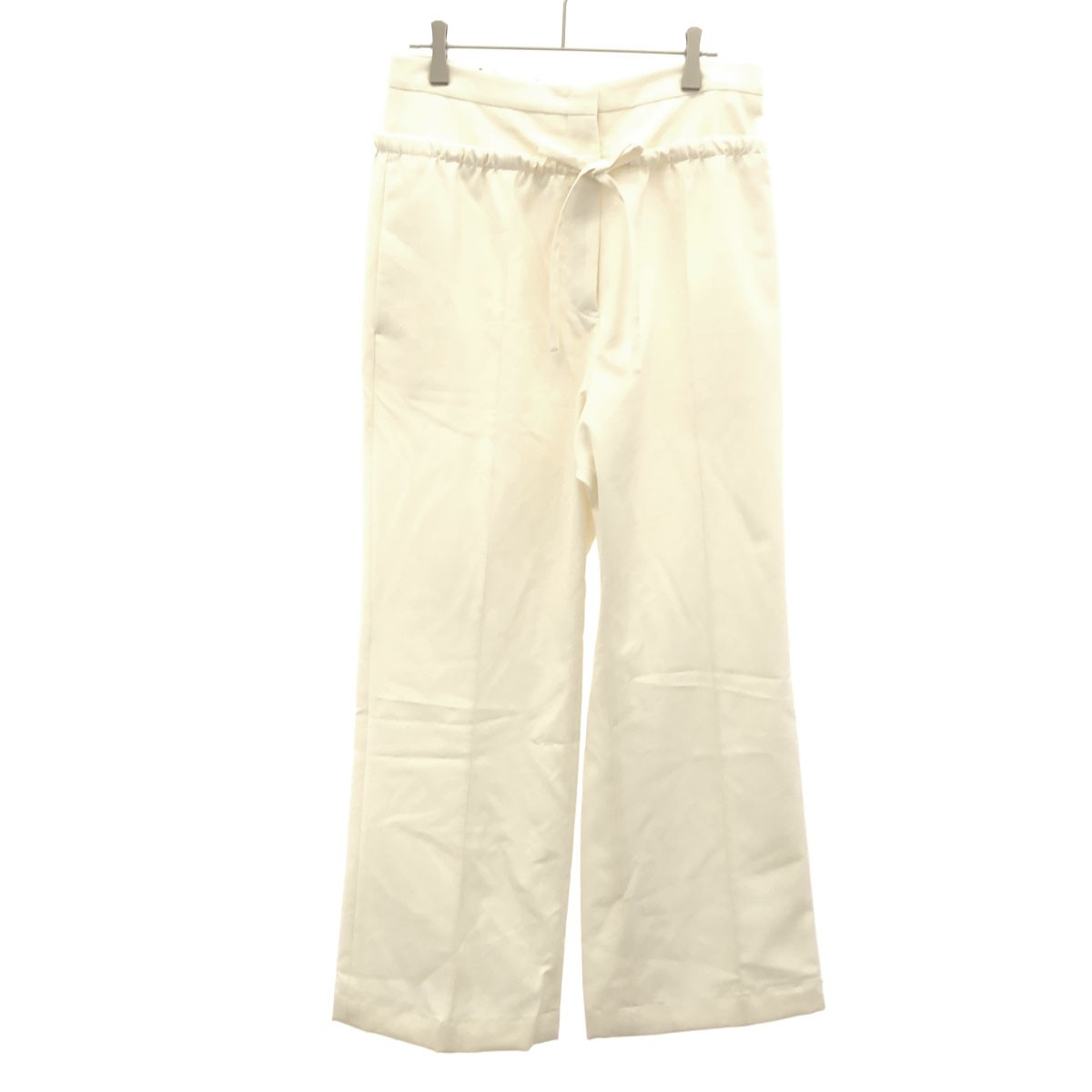 JIL SANDER ジルサンダー ドローストリングレイヤードワイドトラウザーパンツ JSWO305000 ホワイト 32 【中古】 IT1UXCTRZMHO|MODESCAPE 店