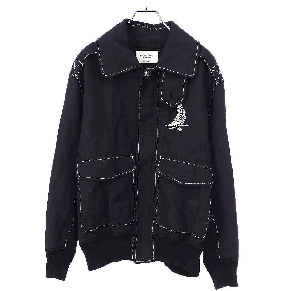 beautiful people ビューティフルピープル 24AW wool linen weather cloth A-2 jacket 上衣 1435102030 黒いこと 38 【中古】 IT2M2BTNN4OG