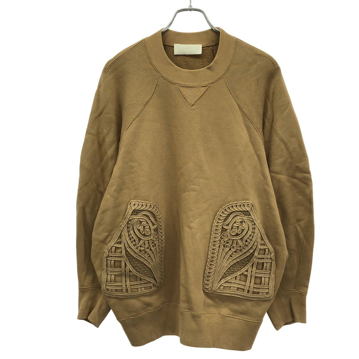 mame kurogouchi マメ科植物 クロゴウチ 22SS Cording Embroidered Oversized Sweatshirt スウェットトレーナー MM22なおなお書き-JS713 ベージュ 1 【中古】 ITO6RNJV7SEK