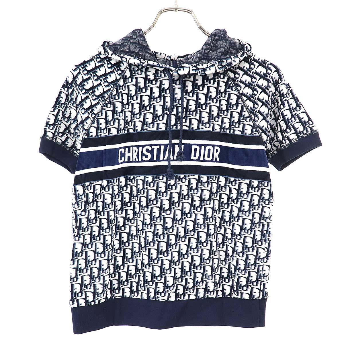 Christian Dior クリスチャンディオール ショートスリーブ オブリークコットンジャージーパーカー&ショートパンツ セットアップ 113S06A4022/113P17A4022 ネイビー XS 【中古】 ITEAADXNBWP4|MODESCAPE 店