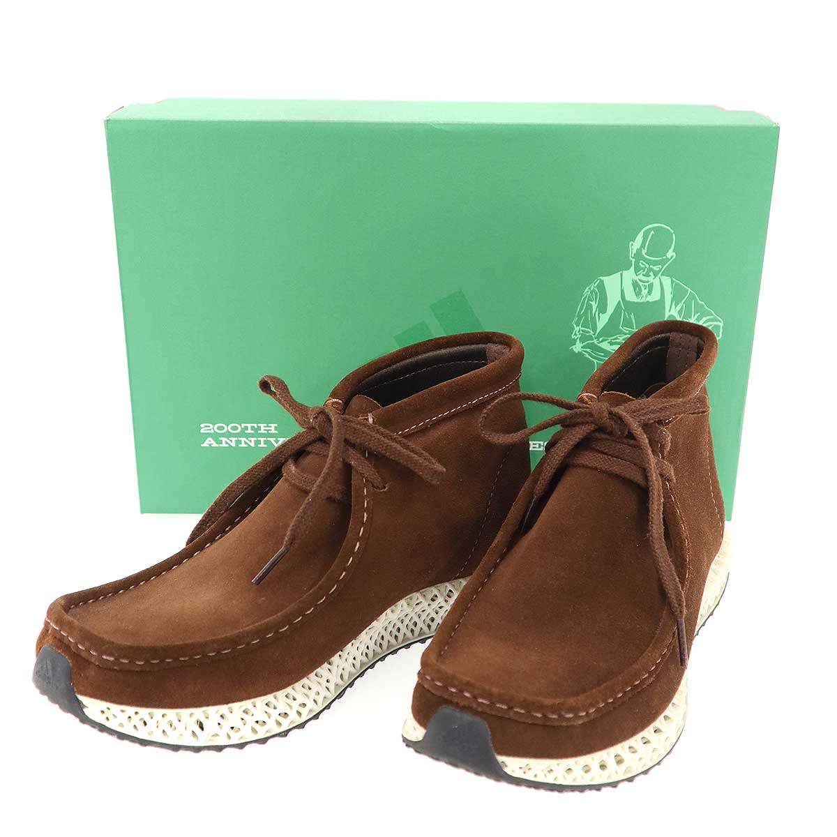 KITH×adidas×Clarks 口づけ アディダス クラークス 4D Wallabee Mid Chestnut ワラビー ブーツスニーカー JR6732 赤銅色 27珊 【中古】 ITASEDF4LKJO