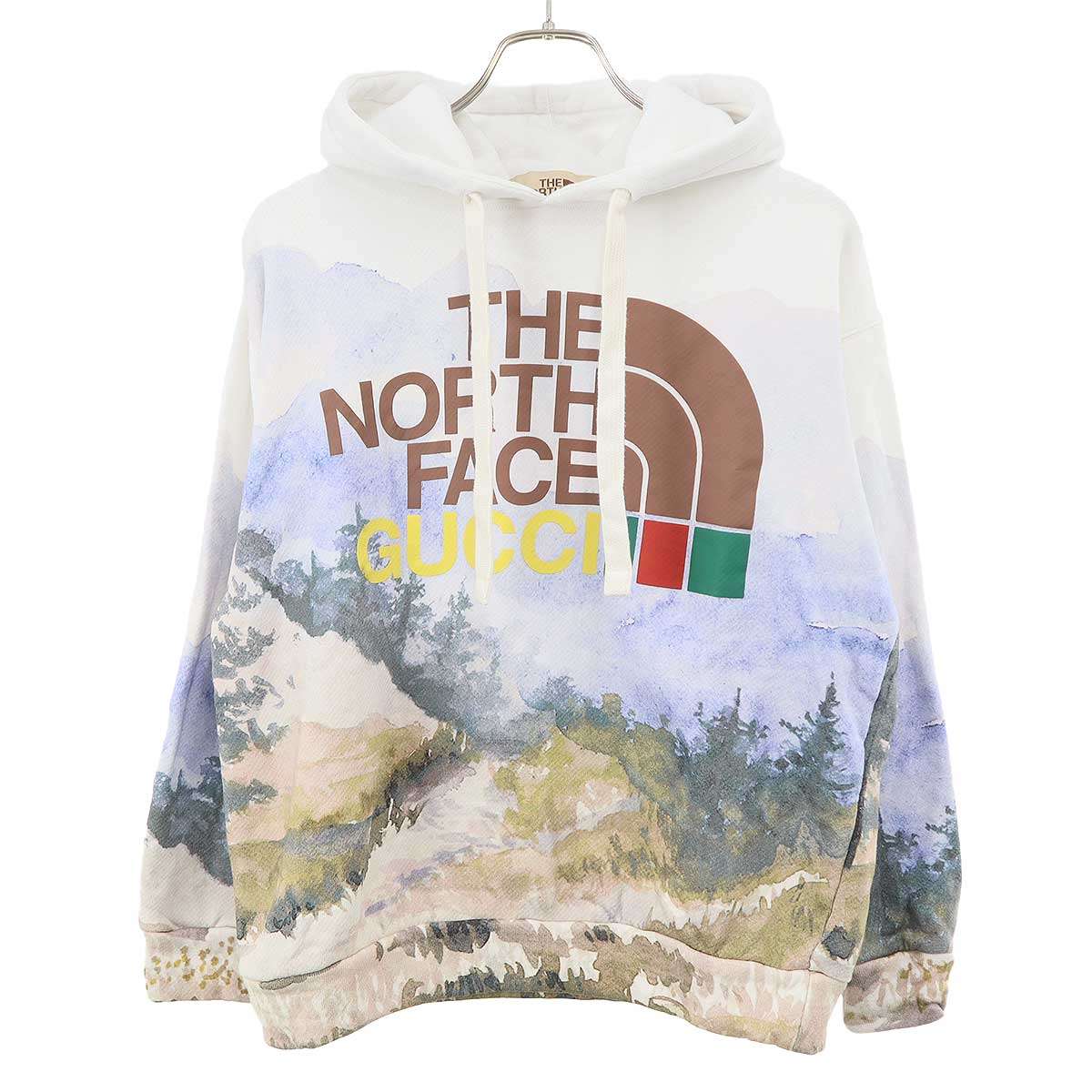 GUCCI×THE NORTH FACE グッチ×北の方人間の顔 ロゴトレイルプリントパーカー 672474 XJDS7 白いこと×マルチ色合い XXS 【中古】 ITDXSM5C5MYO