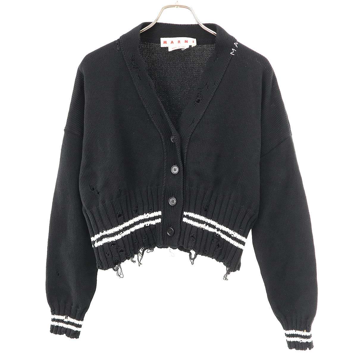 MARNI マルニ 25AW ダメージショートカーディガン CDMD0223Q0 黒いこと 42 【中古】 ITZIWBF7BYUO