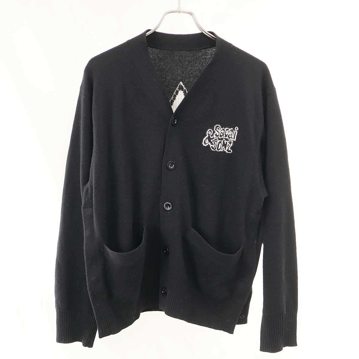 sacai×Mark Gonzales Gonz サカイ マークゴンザレス ゴンズ 24AW Wool Knit Cardigan ウールニットカーディガン 24-03528M 黒いこと 1 【中古】 IT9RYCXCFSY4