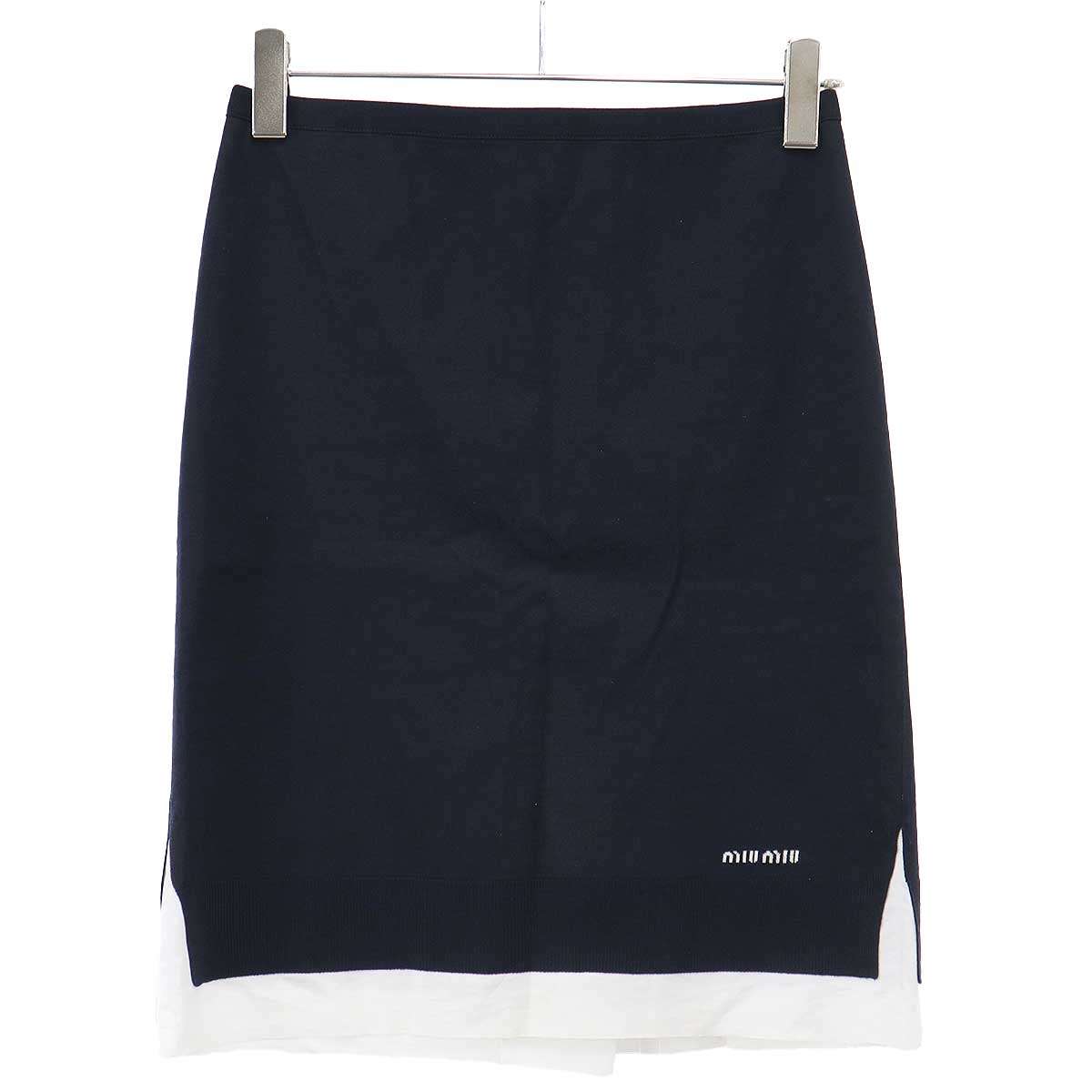 miu miu ミュウミュウ 25SS ポプリン ジップアップ スコート MG2331 米国海軍 36 【中古】 ITT6GJ41JAP4