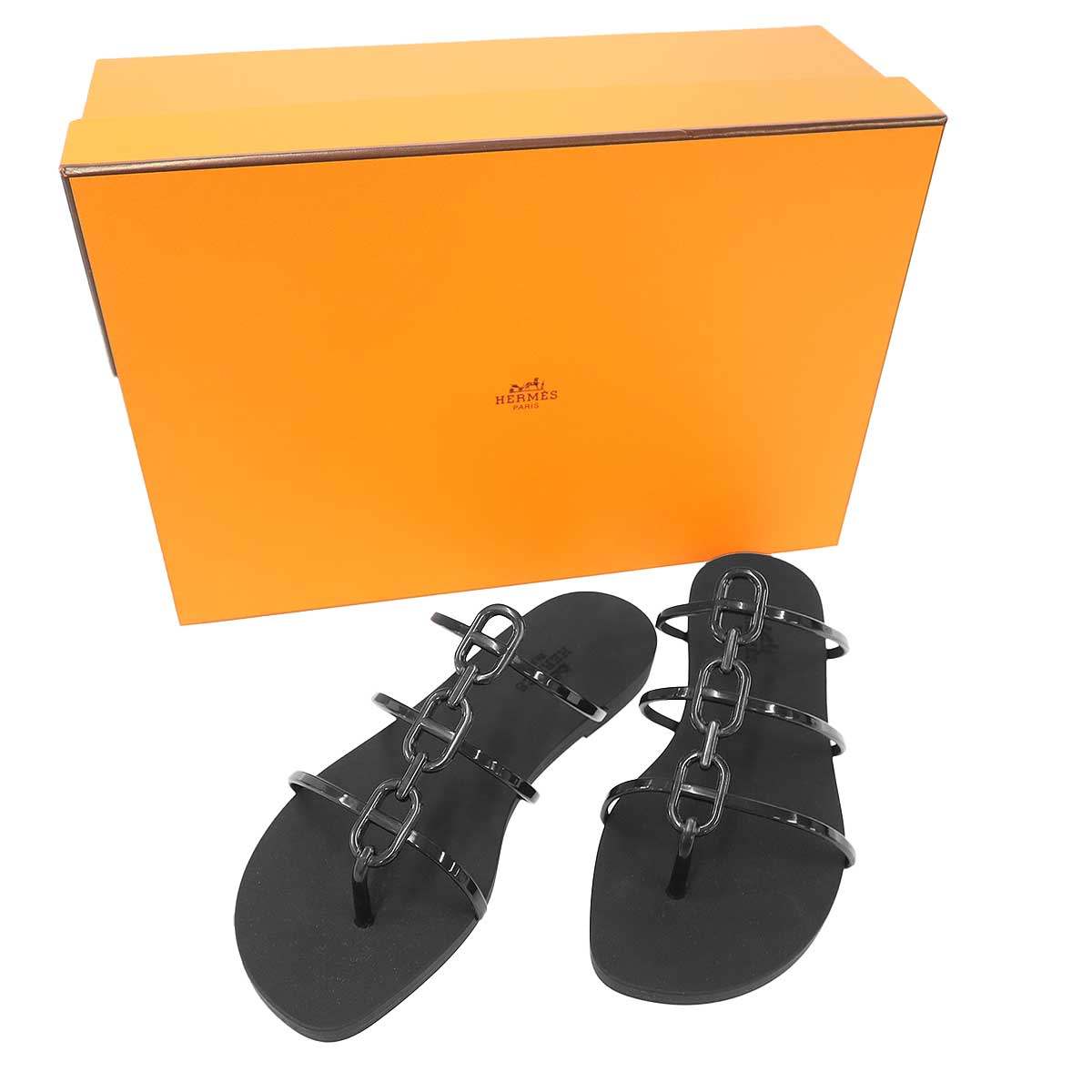 HERMES エルメス Mykonos Sandals ミコノス サンダル MG261179Z 黒いこと 34 【中古】 IT1GYIB274G6