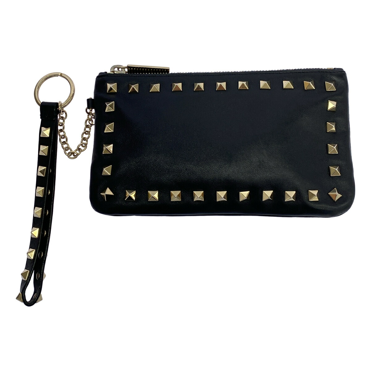VALENTINO GARAVANI ヴァレンティノ ガラヴァーニ ロックスタッズレザーポーチ  黒いこと  【中古】 IT0GCO7MGO14