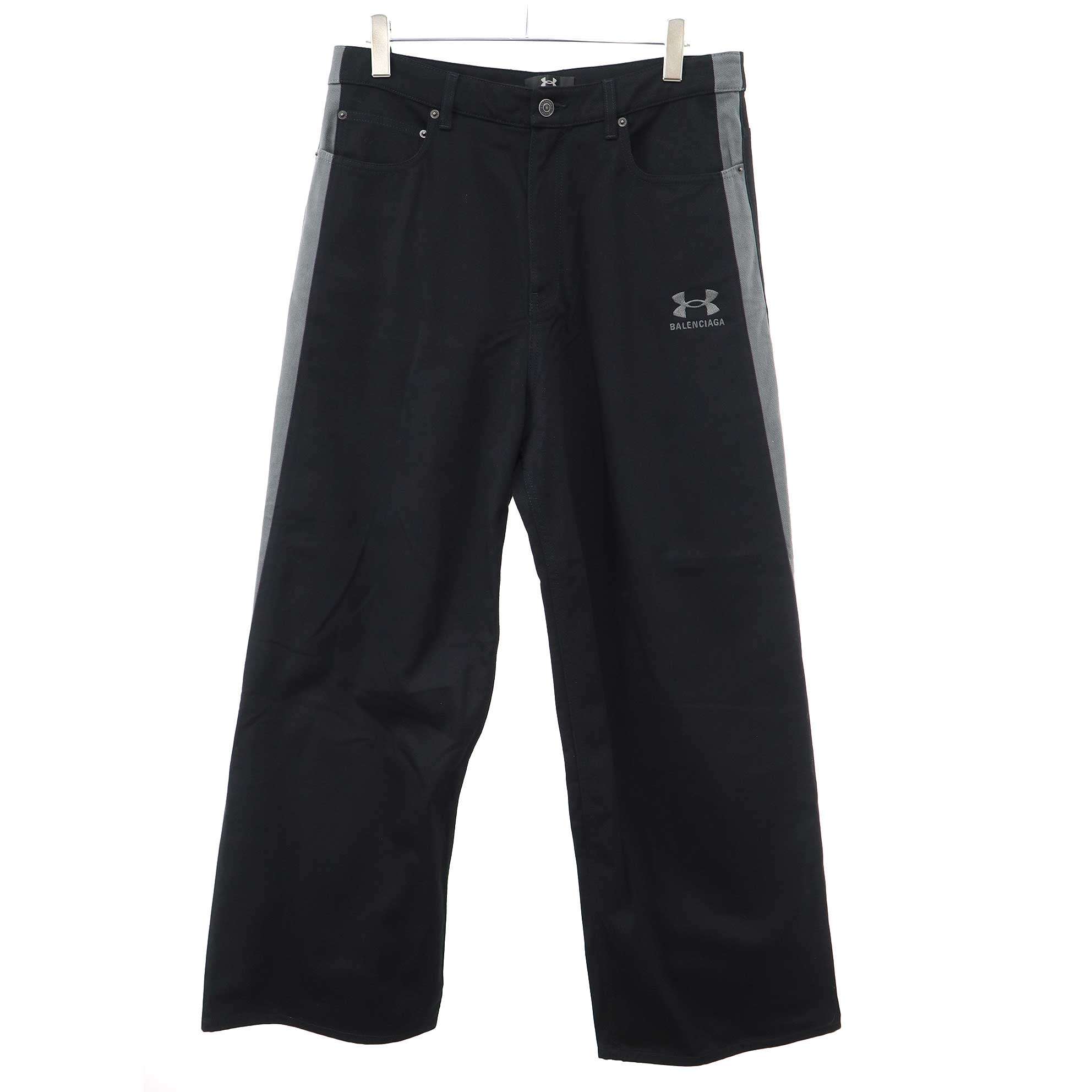 BALENCIAGA×UNDER ARMOUR バレンシアガ アンダーアーマー Tracksuit Denim Pants トラックスーツデニムパンツ 815765 TRW84 黒いこと XS 【中古】 ITNAYOUQRZOK