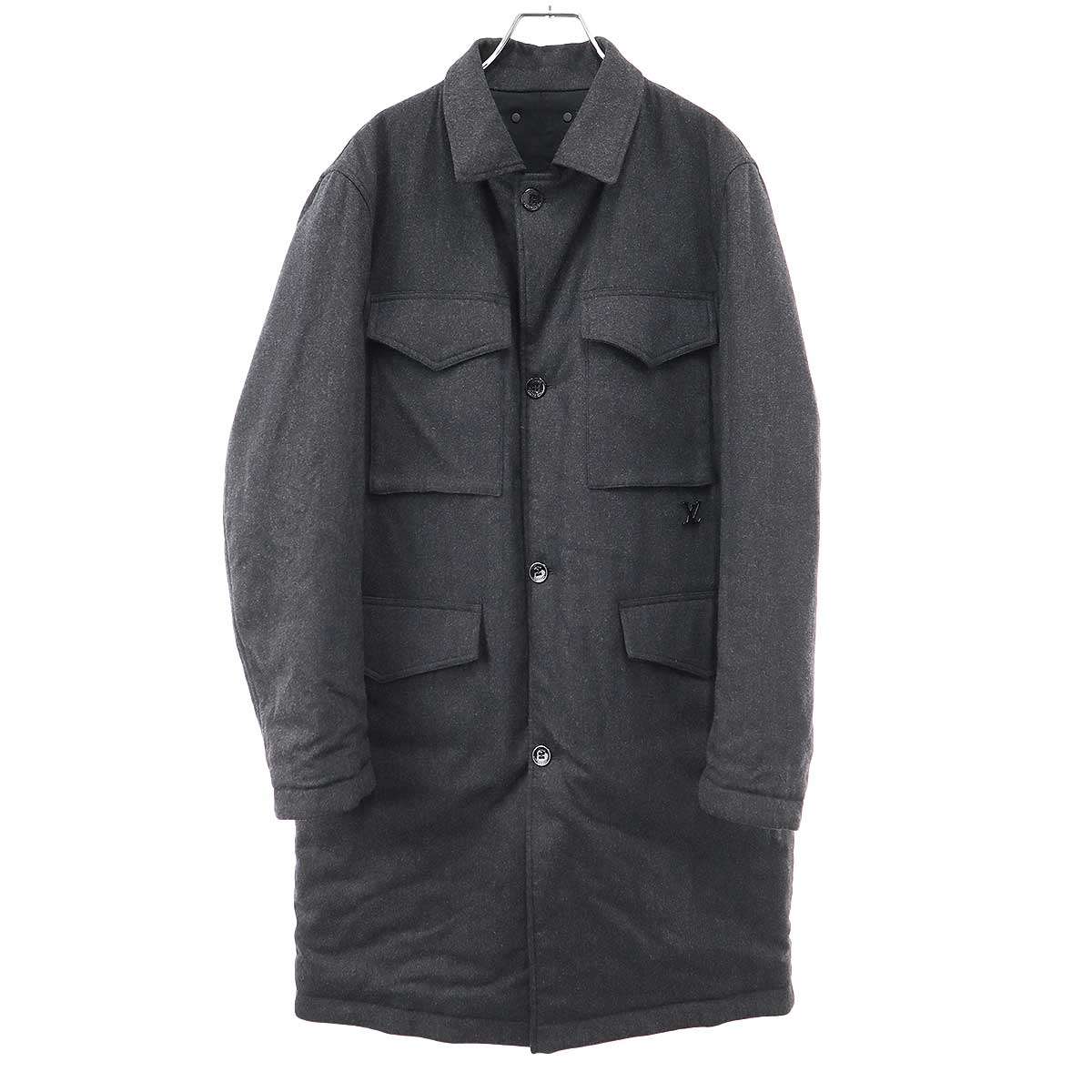 LOUIS VUITTON ルイヴィトン リバーシブルデザイン ロングコート HKC10EZQF グレーブラック 48 【中古】 ITJPFCQFF4SE｜MODESCAPE 店