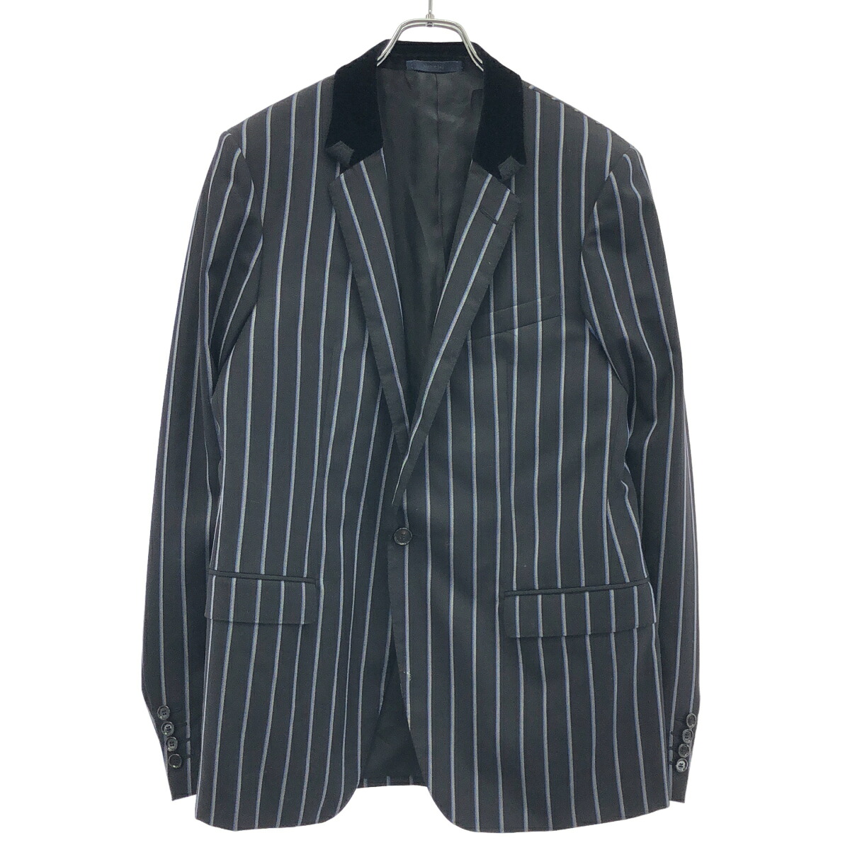 LANVIN ランバン ストライプテーラードジャケット RMJA0071 黒いこと 50 【中古】 ITDCU57JFFRY